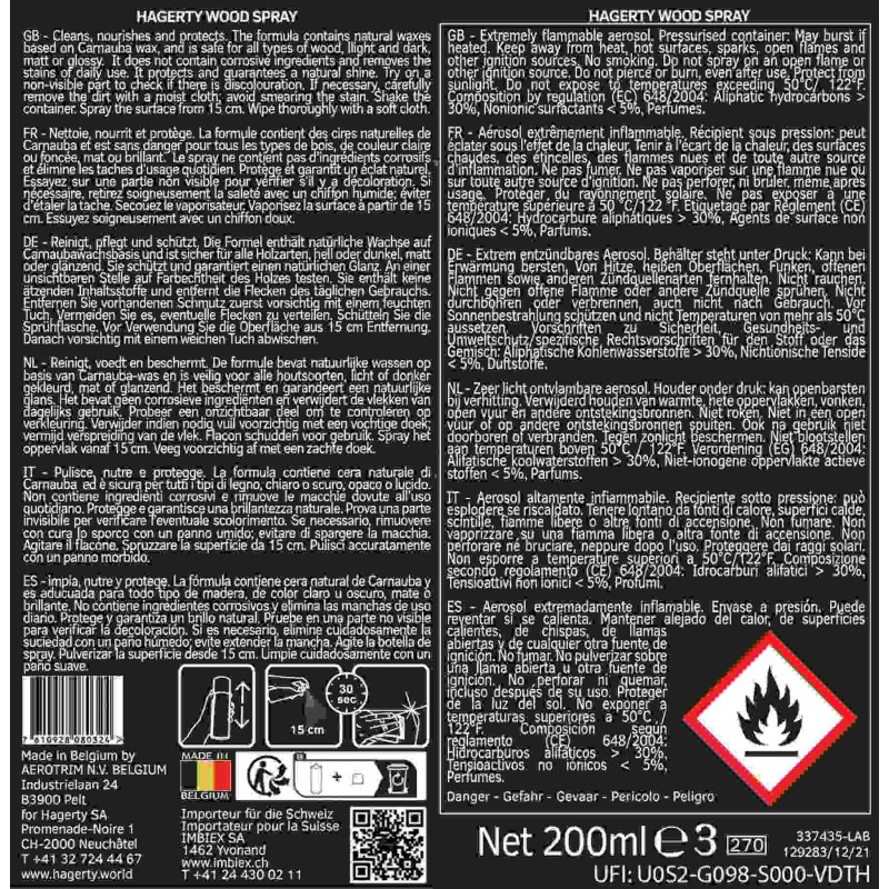 Wood Spray : spray nettoyant et nourrissant pour le bois naturel Wood Spray : spray nettoyant et nourrissant pour le bois naturel