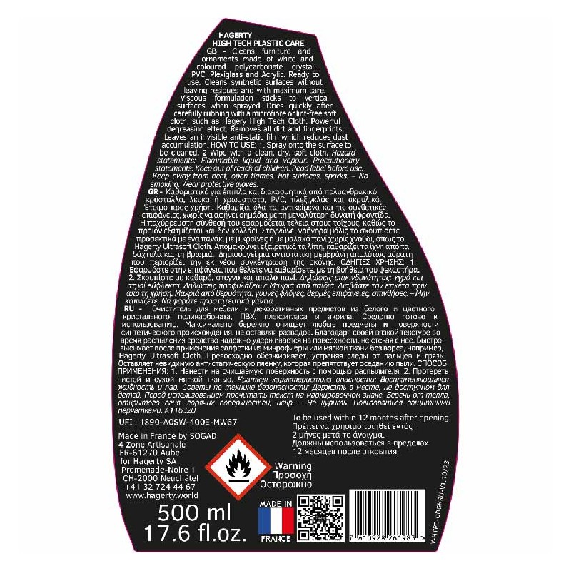 High Tech Plastic Care : produit pour nettoyer les objets en plastique